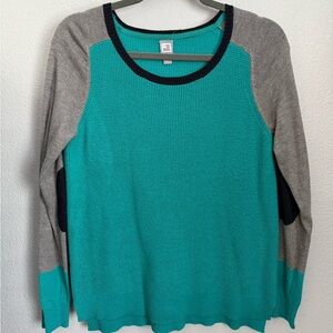 Teal and Gray Long Sleeve Sweater